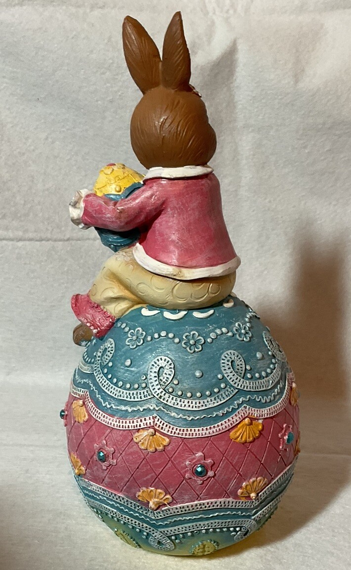 American Greetings Female Bunny on Molded Painted Egg 11 Inches Tall