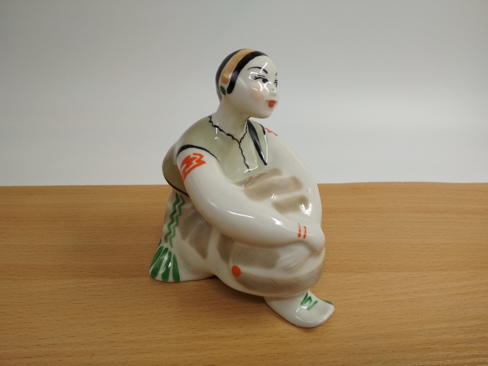 Porcelain figurine of USSR, Seated Girl, Thoughtfulness, *126