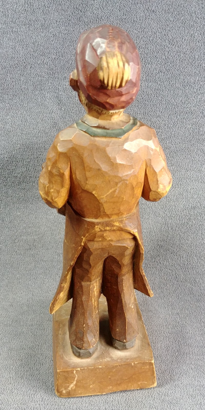 Unknown Beer? Barrel Hand Carved German? Wood Sculpture Art Apron Mustache 8.5″