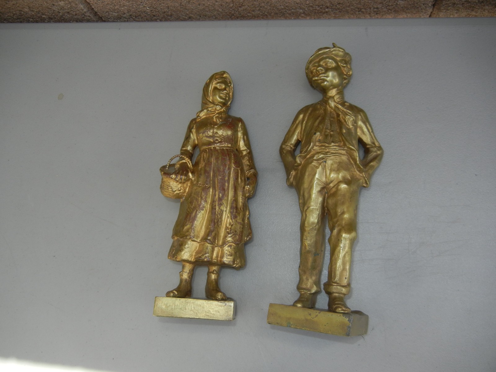 (2) Vintage Collectible Sculptures (bronze?) : Couple / Young Boy & Girl
