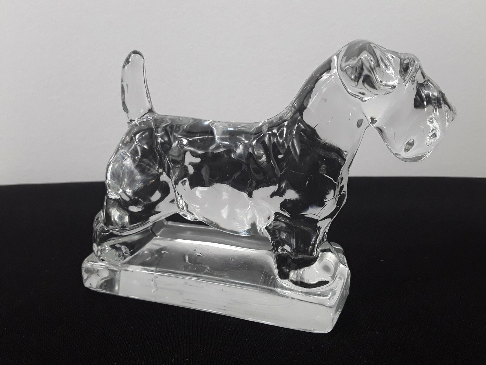 Terrier Dog Figurine Clear Lead Crystal Glass Paperweight 3-1/2″ hi 4-12″ long