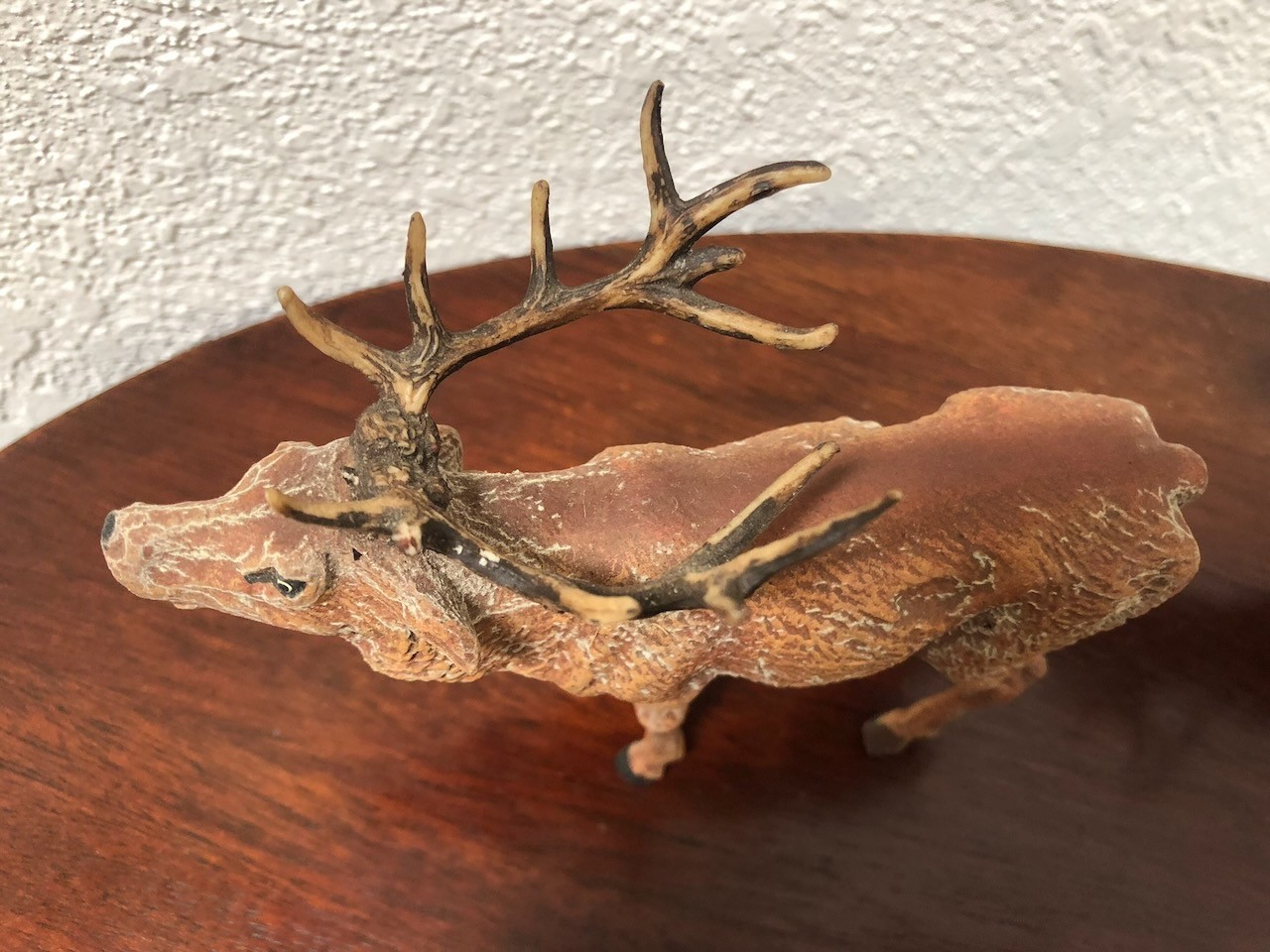 PAIR OF ANTIQUE GERMAN COMPOSITION DEER STAG RUNTING CALL 5″