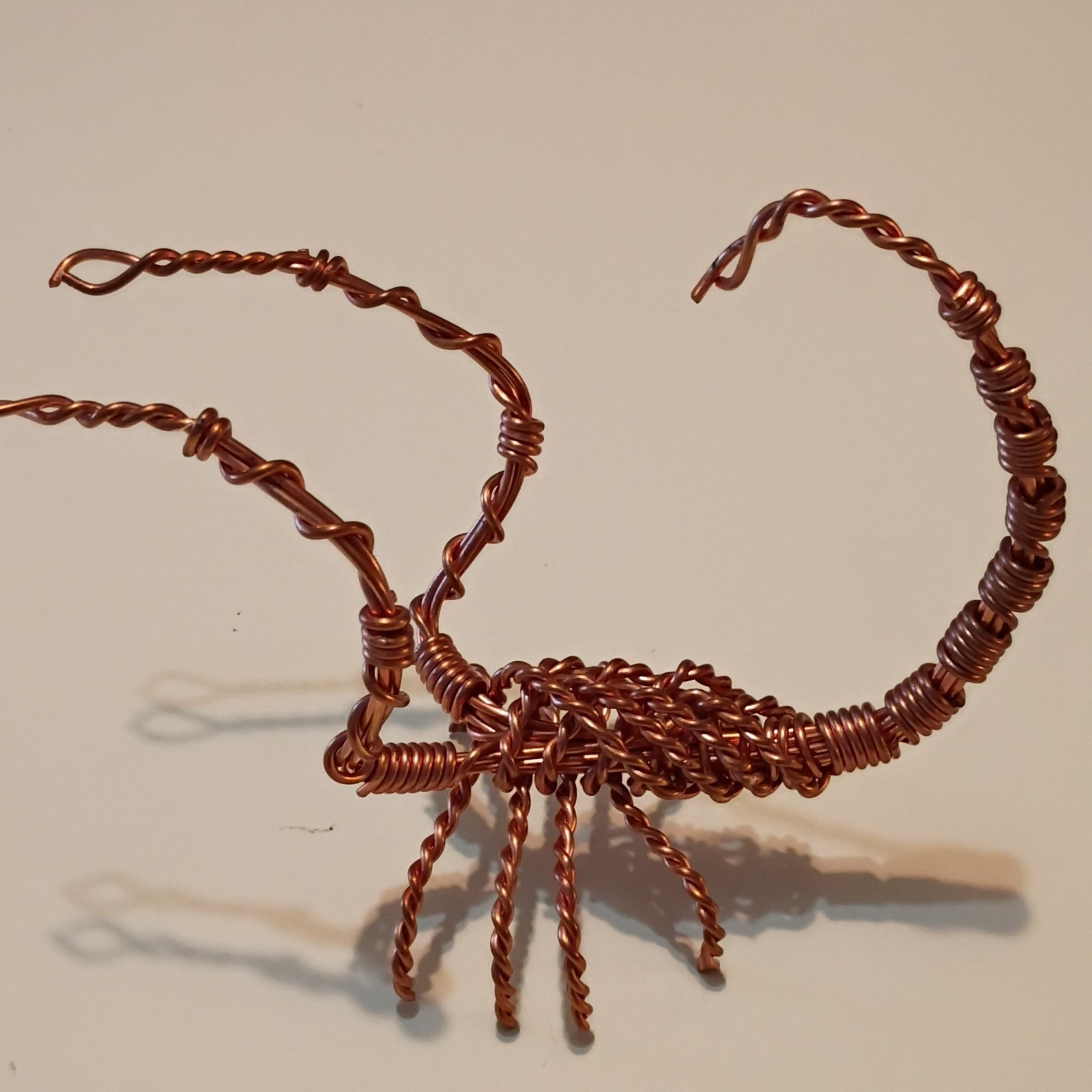 Handmade Copper Wire Scorpion Figurine Sculpture, 5 Inch Animal Carving