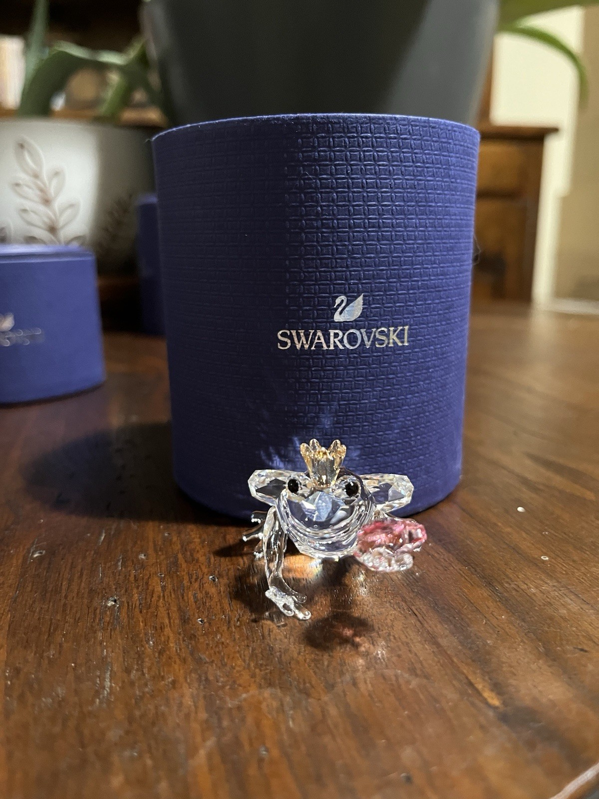 Swarovski Crystal Figurine Frog Prince Crown Pink Heart #5492224 NIB!