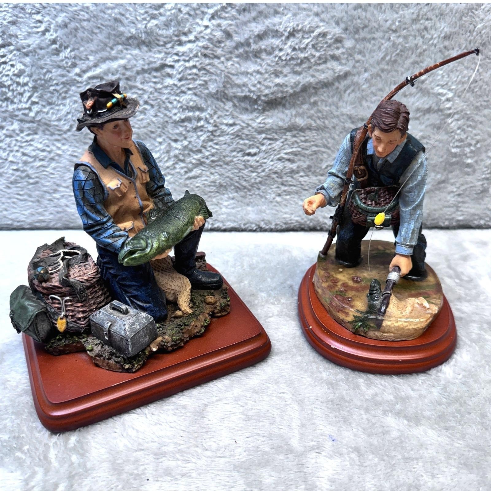 Gone Fishin Character Collectibles Figurine Set – Fishing Scenes Resin Statues