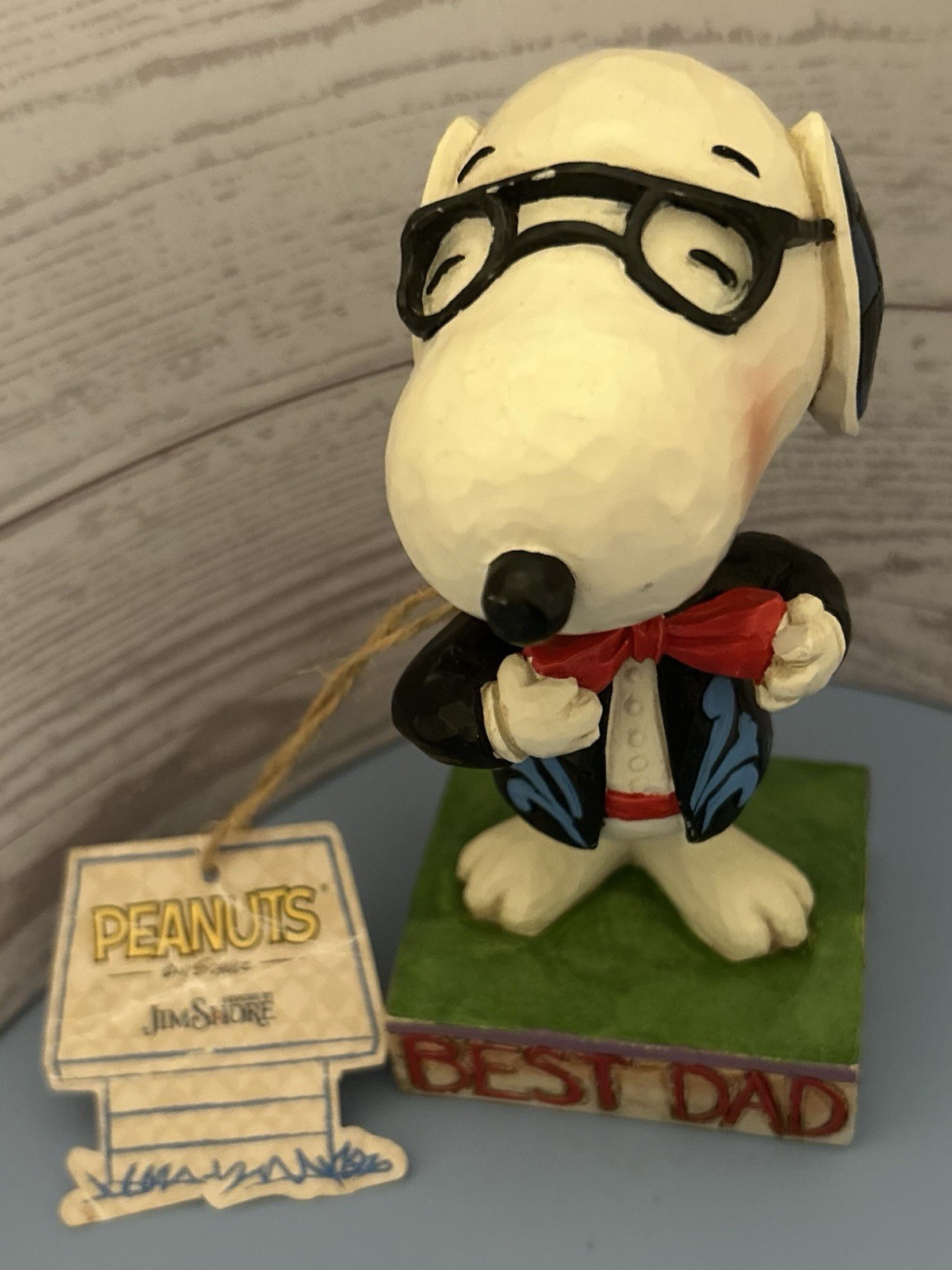 Jim Shore Peanuts Snoopy Father’s Day Figurine “Best Dad”figurine 2014 Enesco