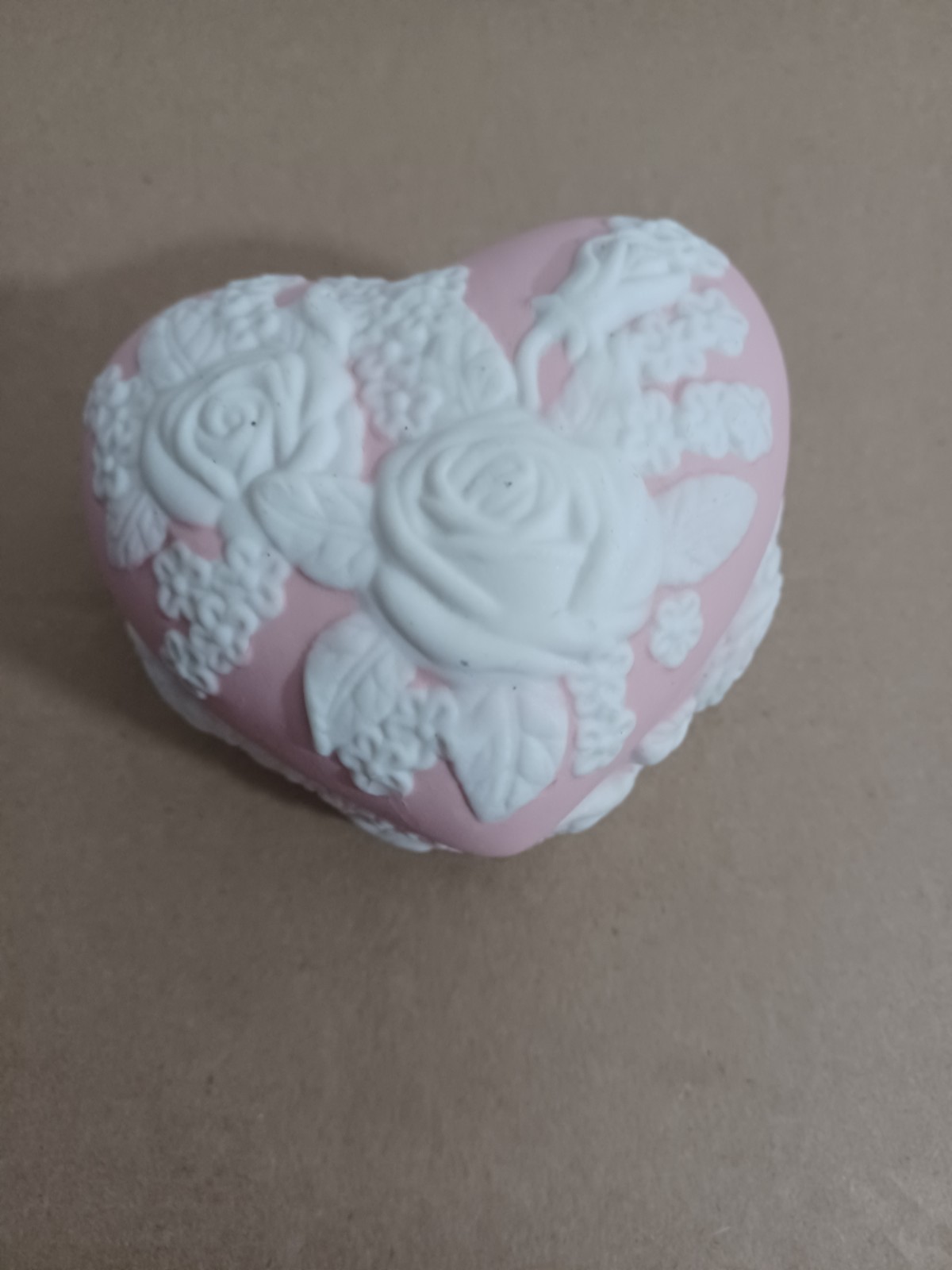 San Francisco Music Company Ornate Pink Jasperware Heart Tricket Box Pre-owned