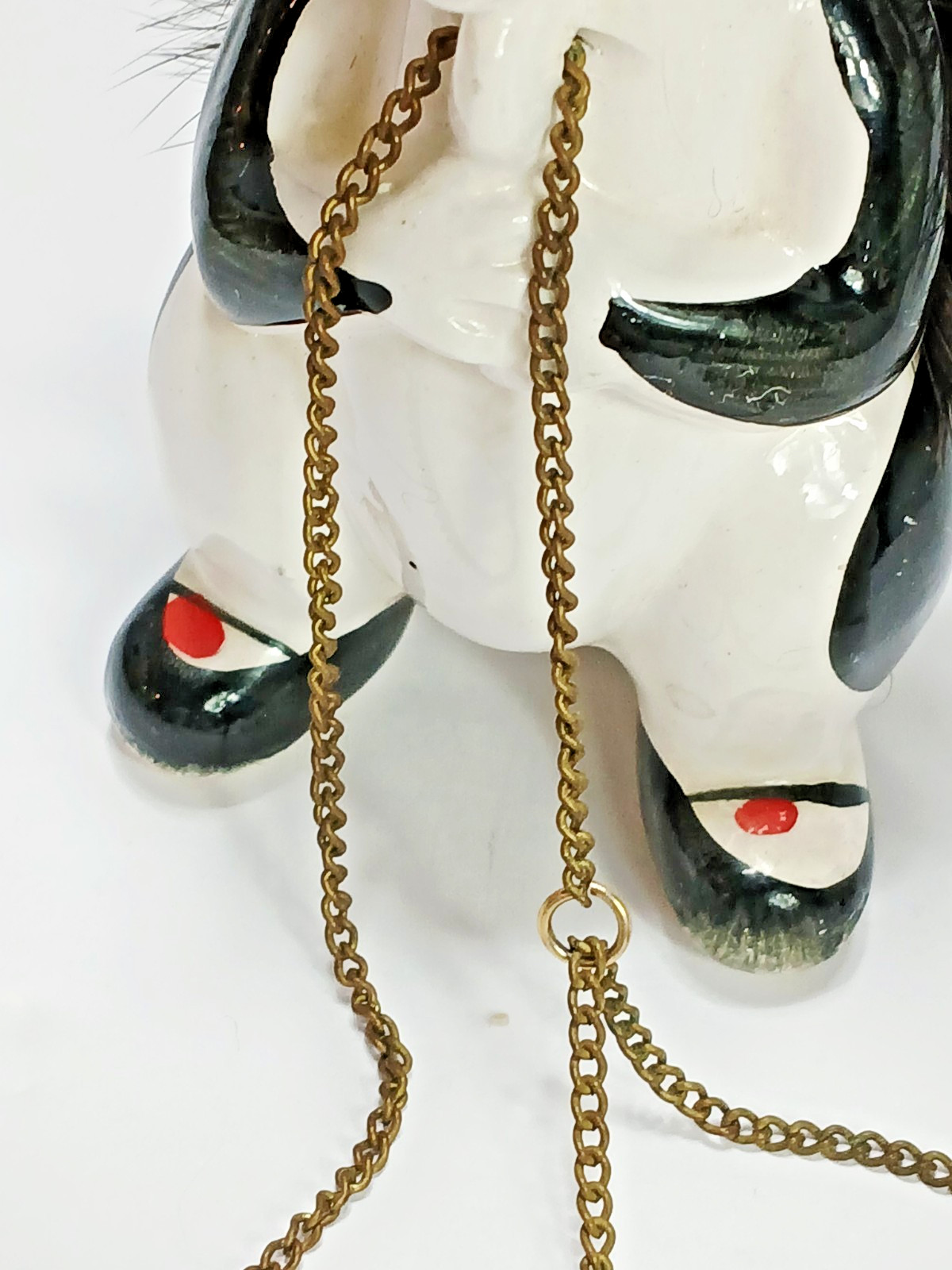Vtg 1950s Anthropomorphic Skunk Family Mom Babies Chain Ceramic Figurines Japan