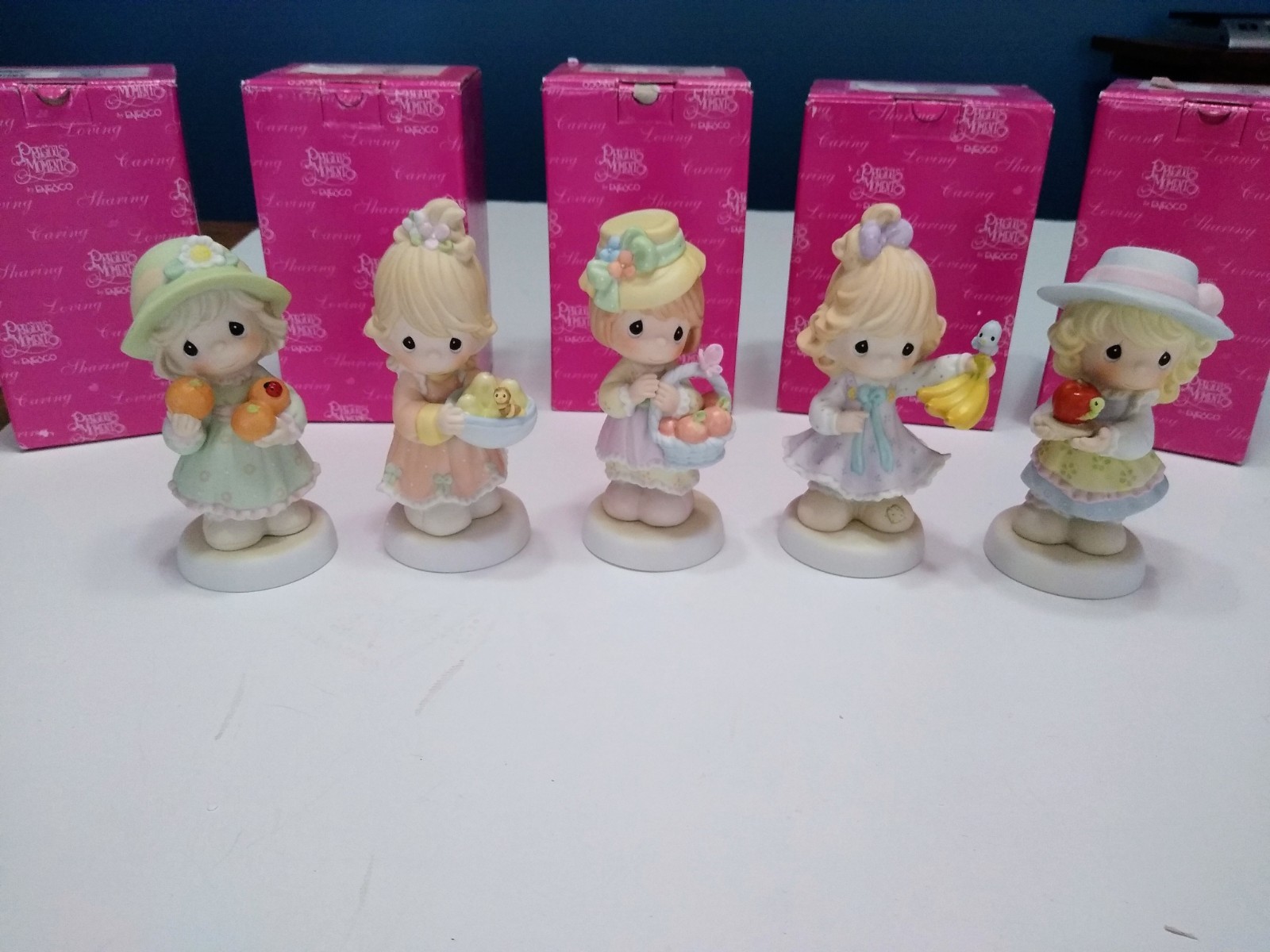 Precious Moments Fruitful Delights Series Lot Of 5 Porcelain 2003