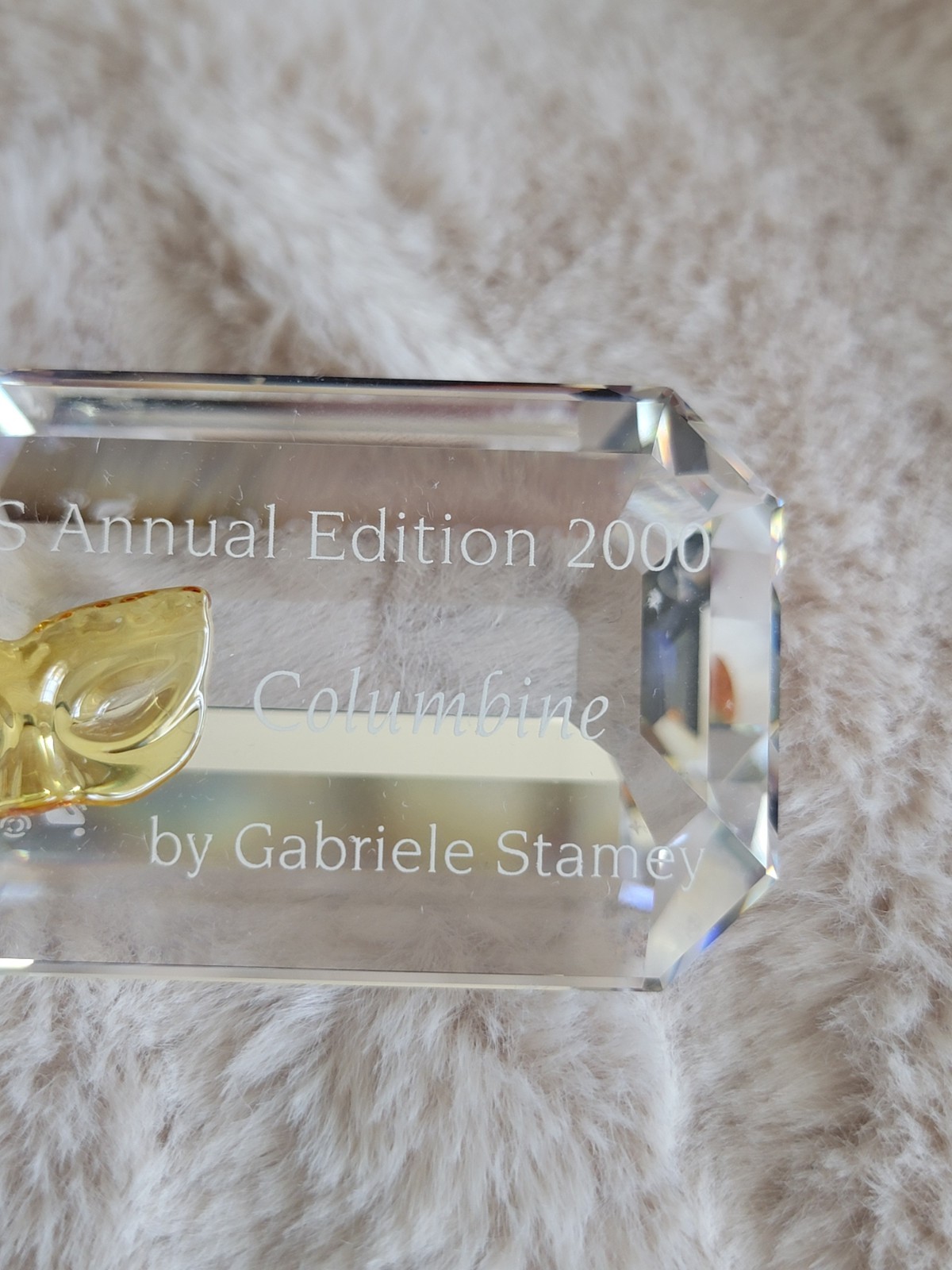 2000 SWAROVSKI SCS ANNUAL GABRIELE STAMEY COLUMBINE PLAQUE ~ MINT