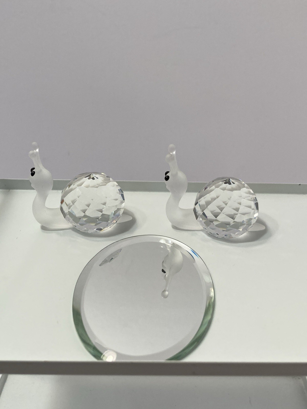 swarovski crystal small snail figurines (2)