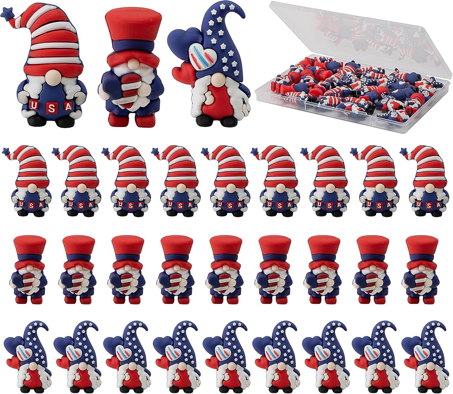 30 Pcs 4th of July Mini Gnome Ornaments, Miniature Independence Day Patriotic…