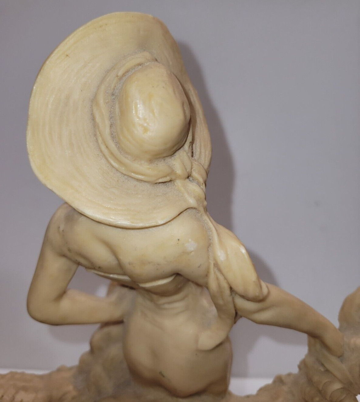 11.25″ Art Deco Resin Statue Lady in a Hat w/2 Wolfhound Borzoi Dogs 1920s Style