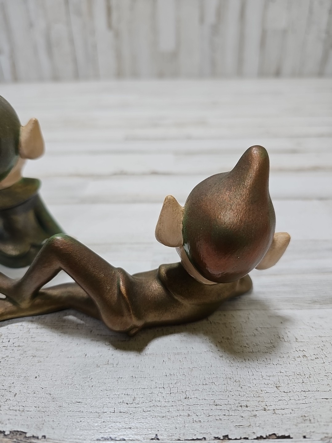 Vintage Ceramic Pixie Elf Figurine Knee Up Pointed Ears MCM Decor Lot Of 3