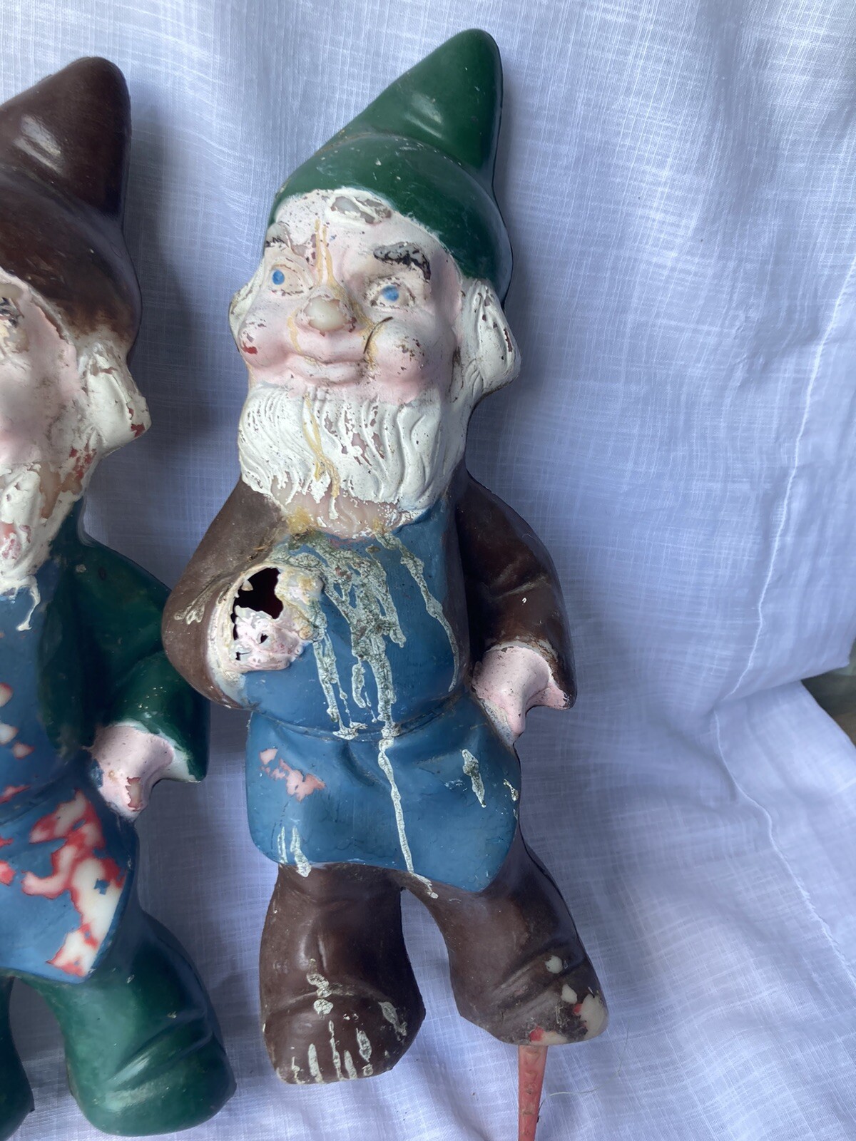 Vintage Vtg Garden Gnomes (2) Blow Mold 1980s 1970s 1960s