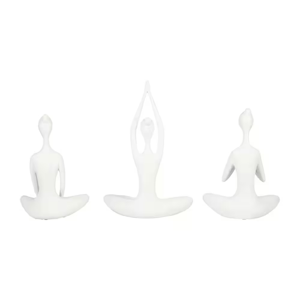 White 8.5 In. X 10 In. Resin Yoga Ladies Figurine (Set of 3)
