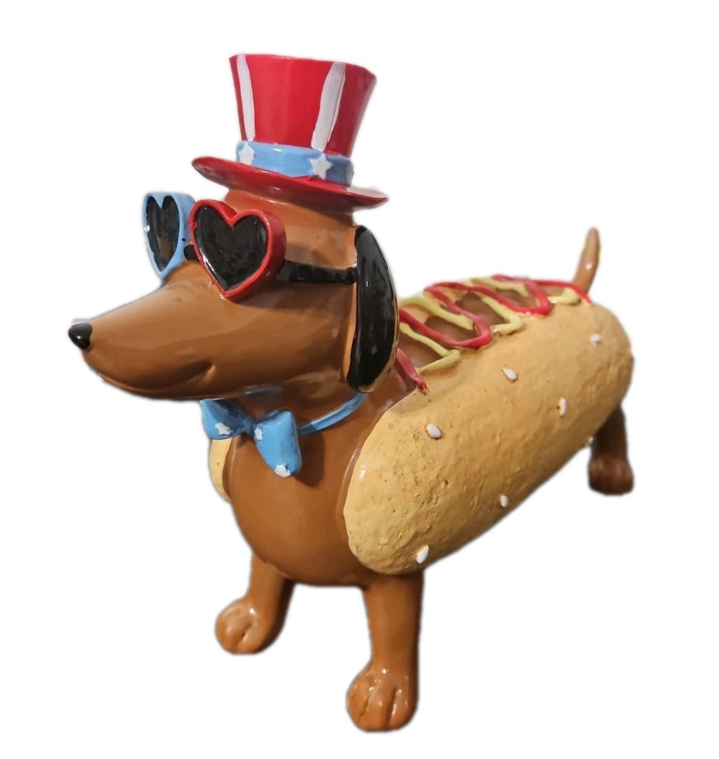 Patriotic 4th Of July Memorial Day Dauchound Hot Dog Figurine Americana New