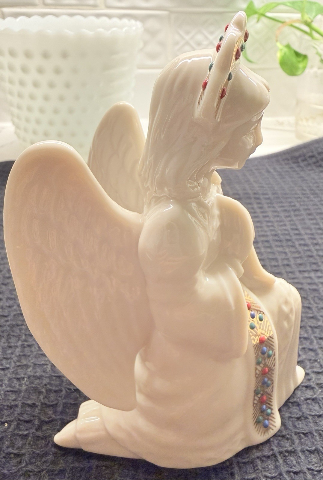 Lenox China Jewels Kneeling Angel Figure, 5″ Nativity Collection, Made in USA
