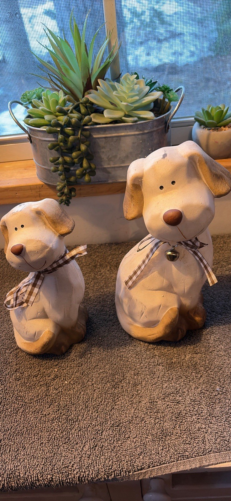 Cute Sculptures, 9 Inches Tall In About 7 1/2 Inches Tall For Both