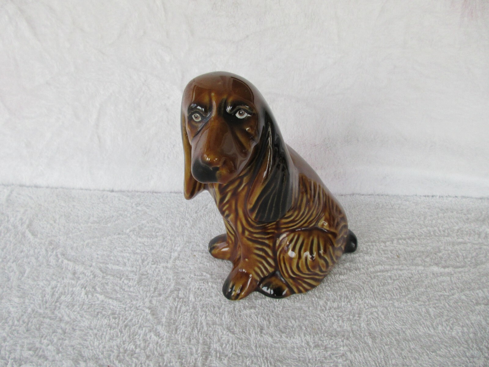 LOVELY + LARGE~[ 6.5″ TALL ] CERAMIC BROWN DOG FIGURINE~~1 POUND + 2 OUNCES!!