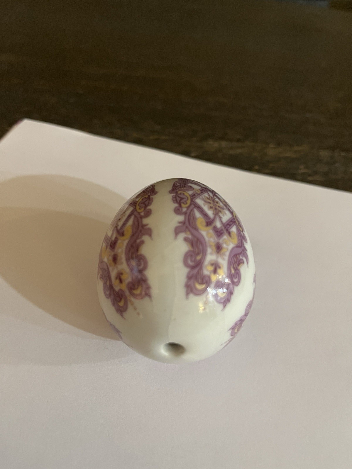 Ceramic Decorative Egg Purple Eastern Design, 3.0 Inch High