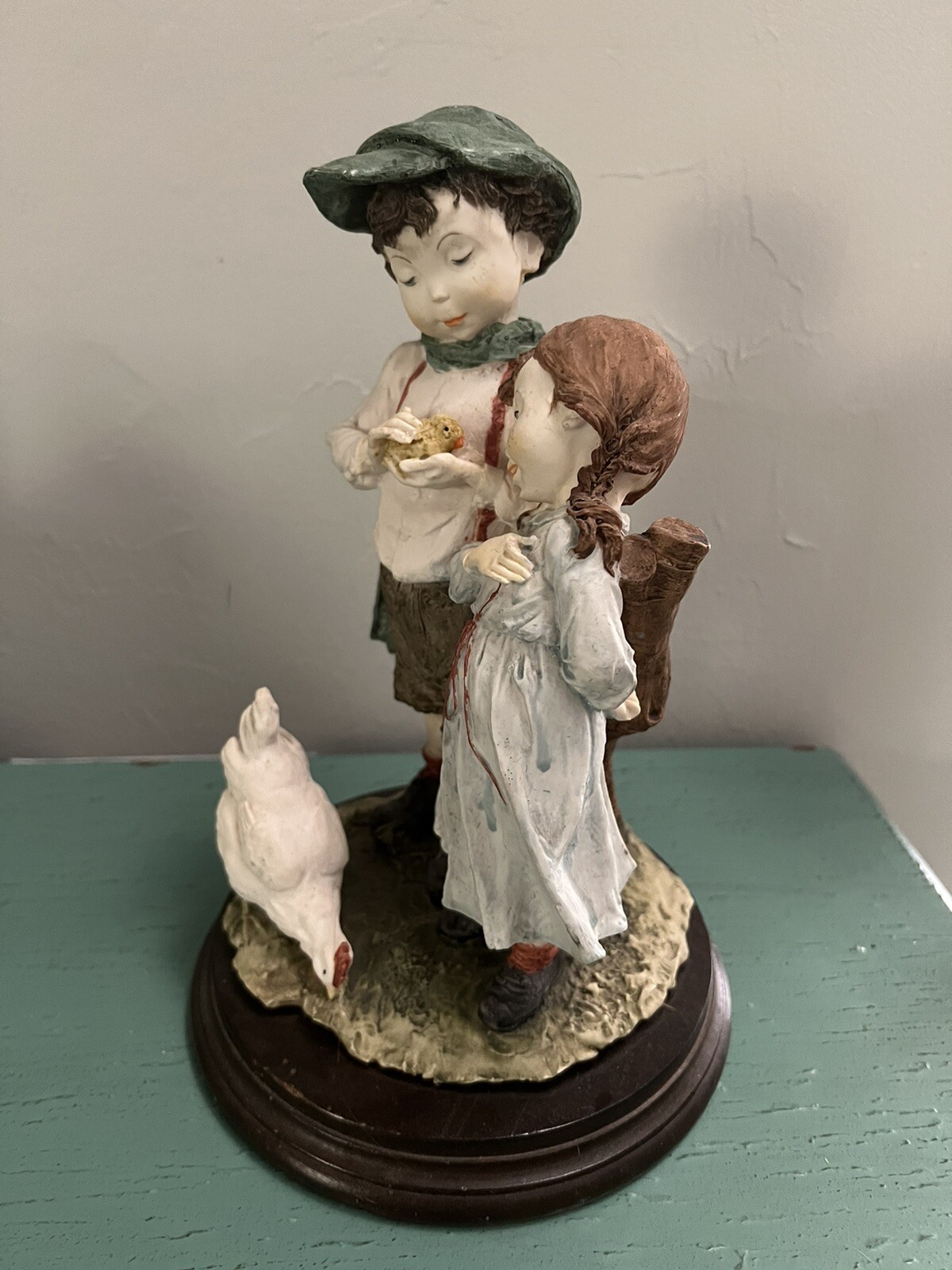 VTG Rare Gulliver’s World Capodimonte Boy Girl Chicken Figurine (G.Armani)