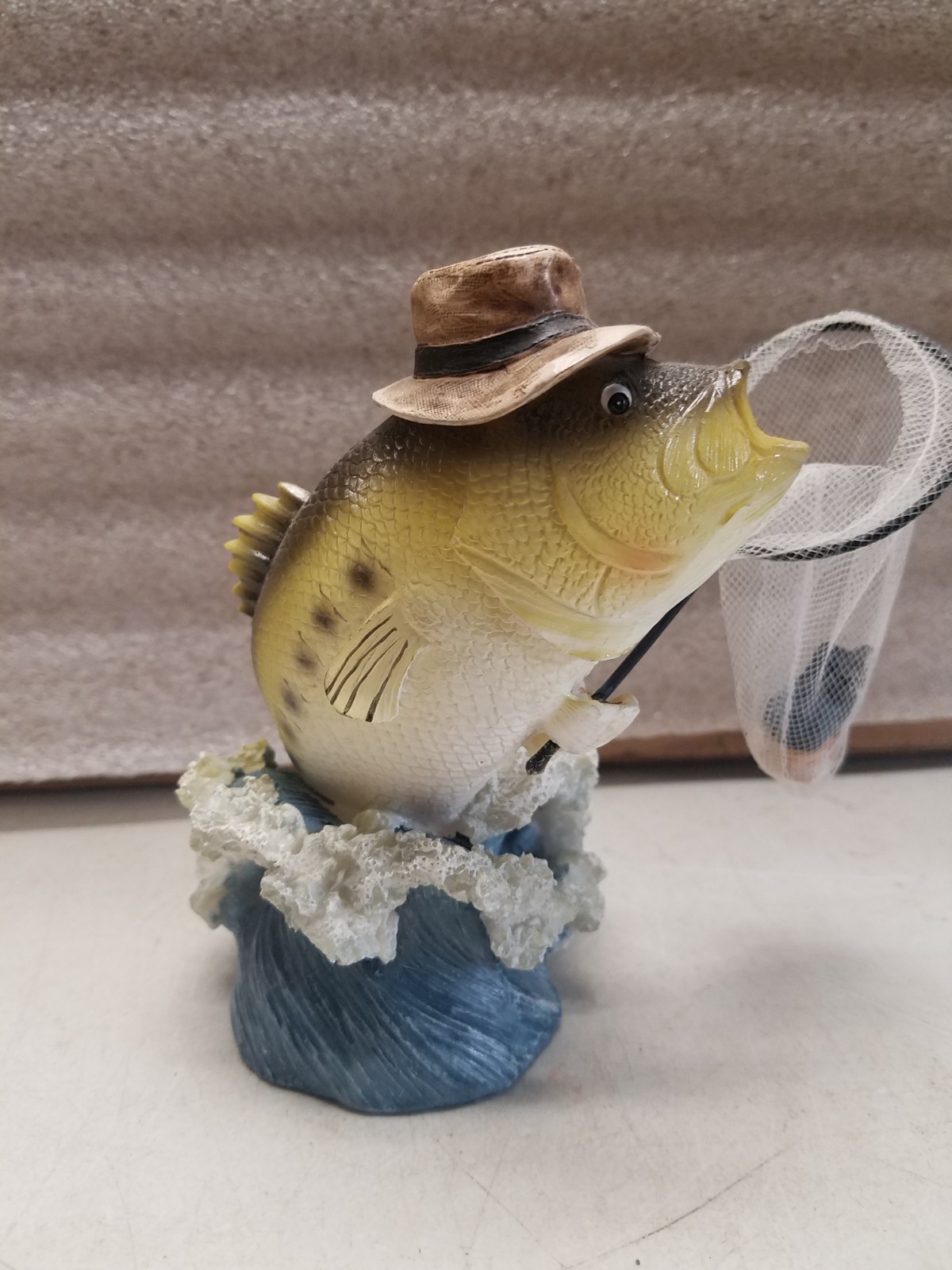 Comical Resin Bass Fish Figurine (D)