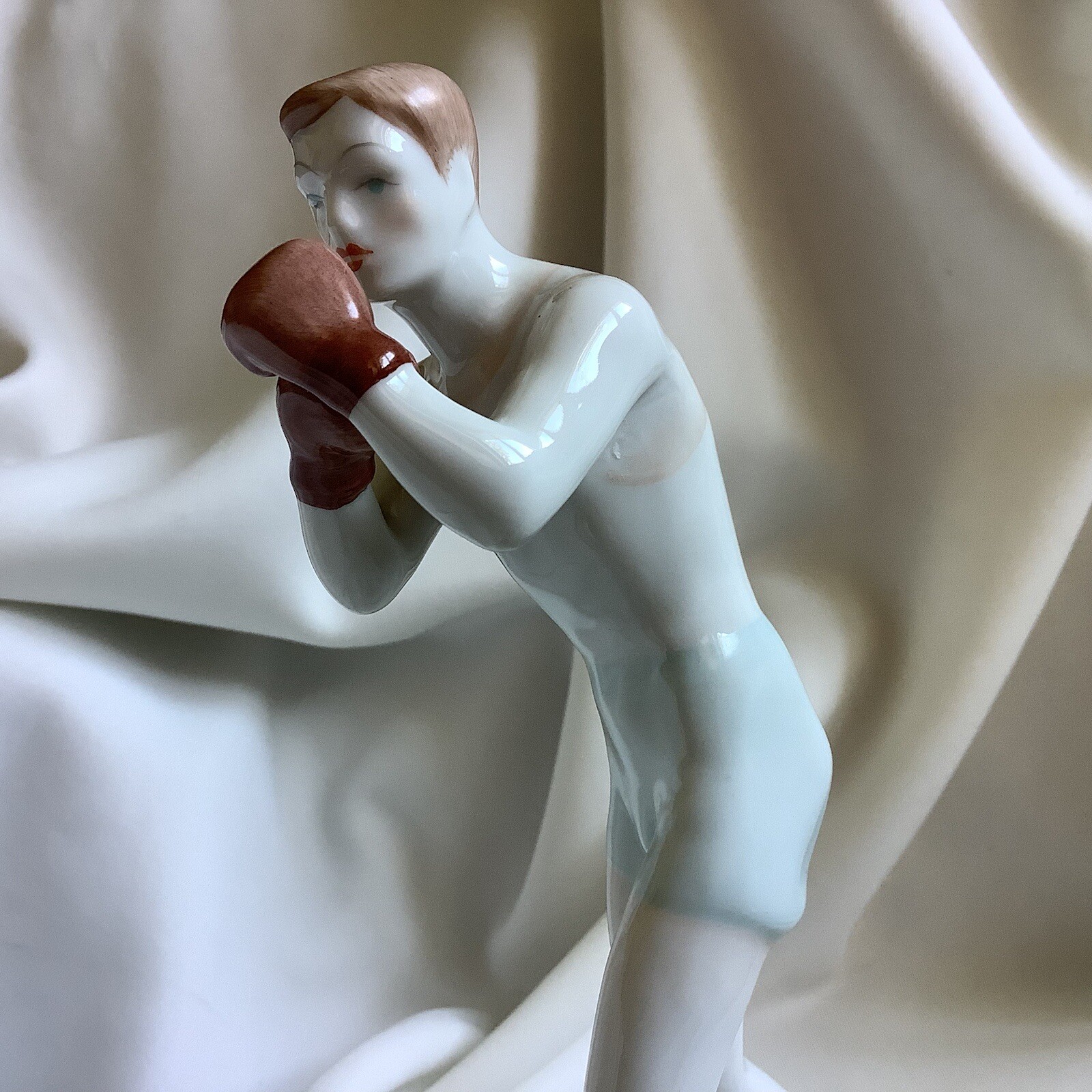 Antique Sport Boxing Fist Champion Award Fight Porcelain Male Figure Martial Art