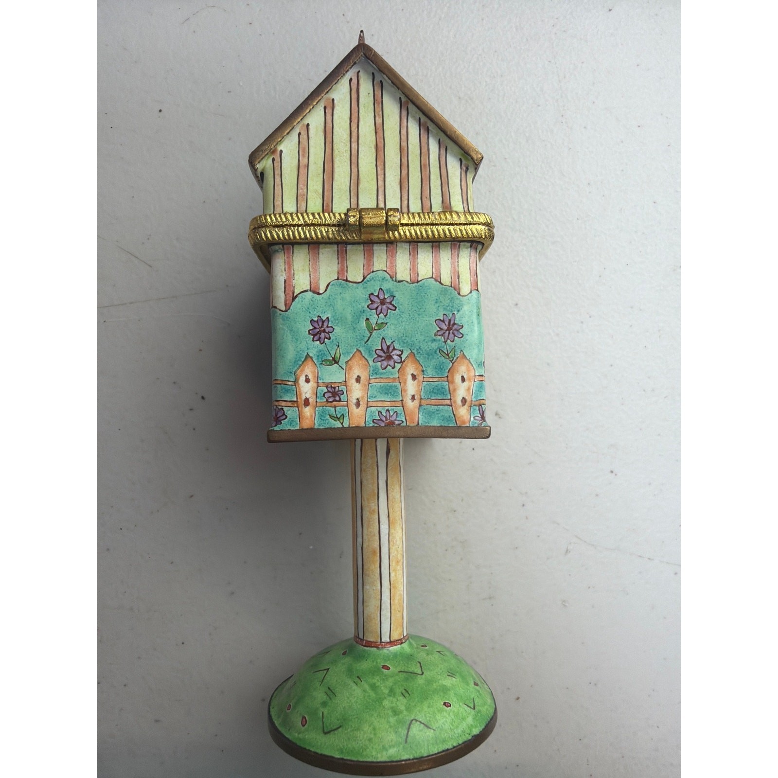 Vintage Empress Arts Enamel Mailbox Trinket Box 2000 Hinged Jewelry Gift Balloon