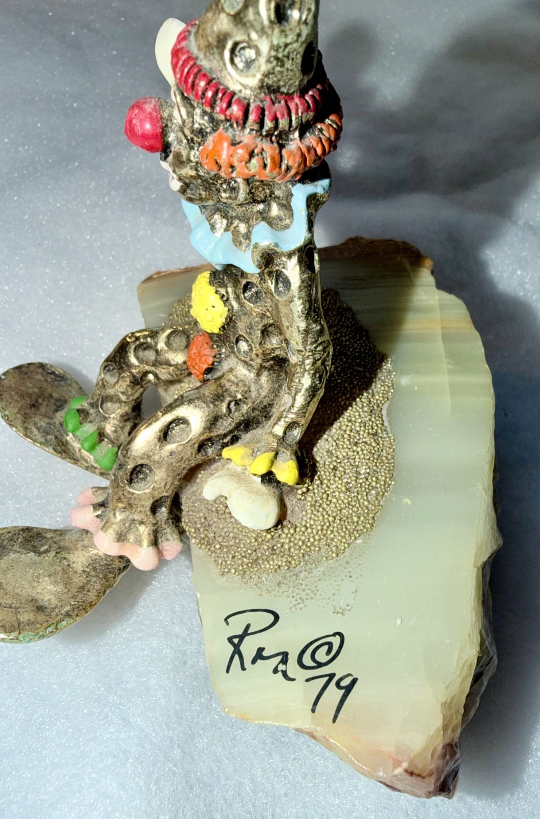 1979 Ron Lee Happy Brass Clown Waving Signed Figure
