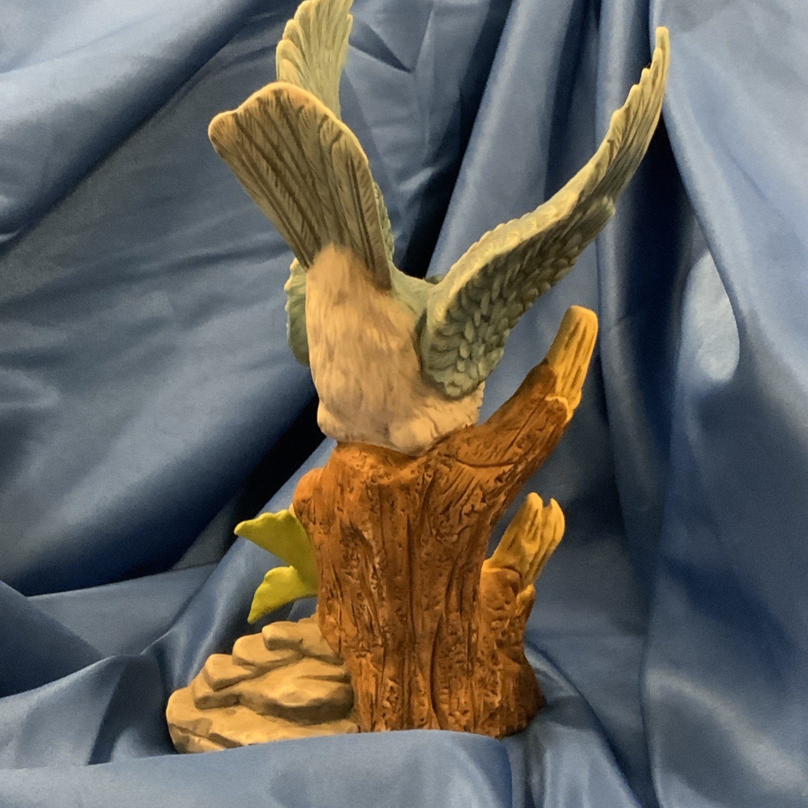 Porcelain Blue Jay Branch Yellow Flower Figure 7.5” Birding Bird Watcher Vintage