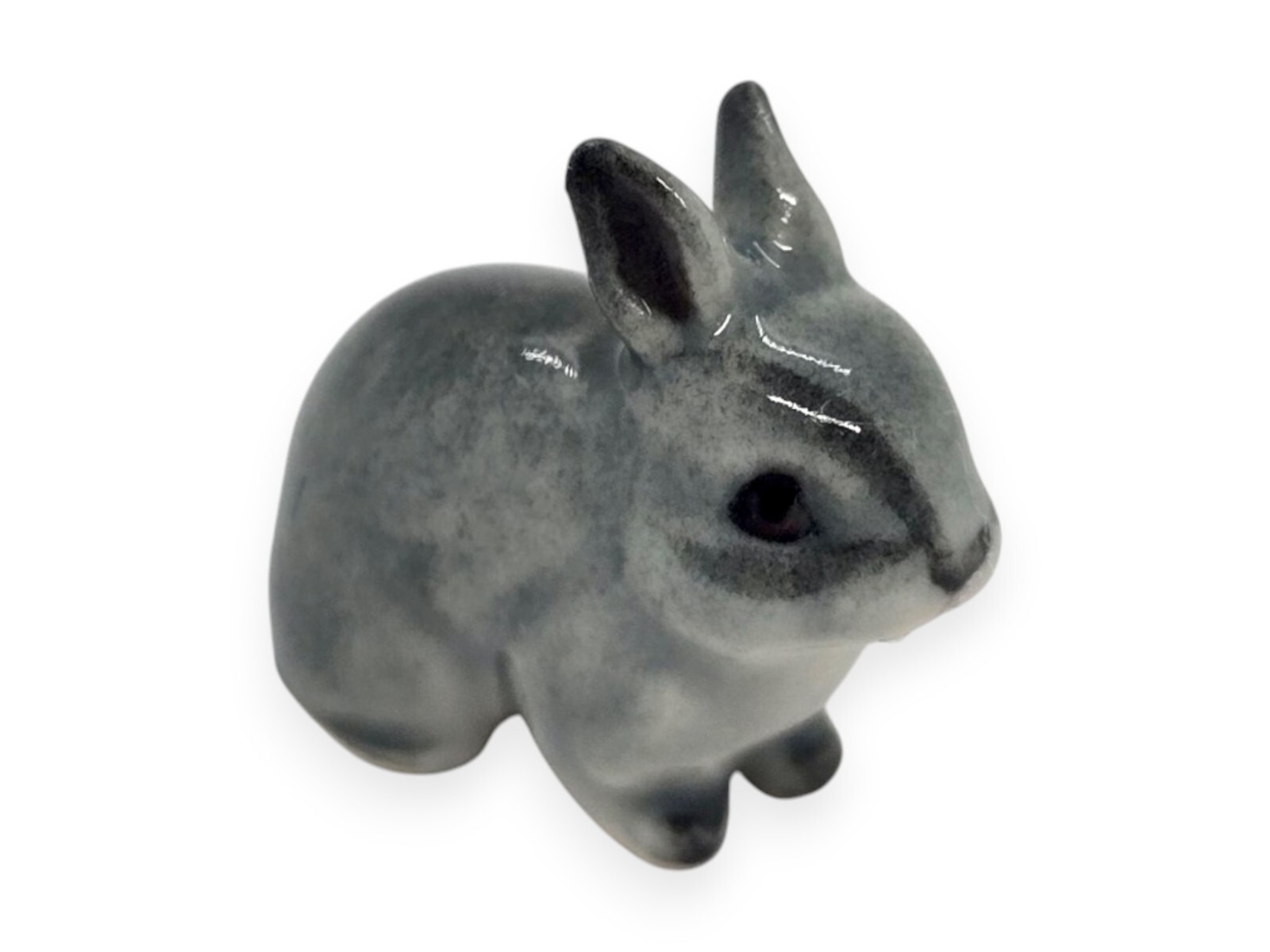 ⅞”H Gray Hare Ceramic Rabbit Miniature Figurine Animals Bunny Collectible Decor