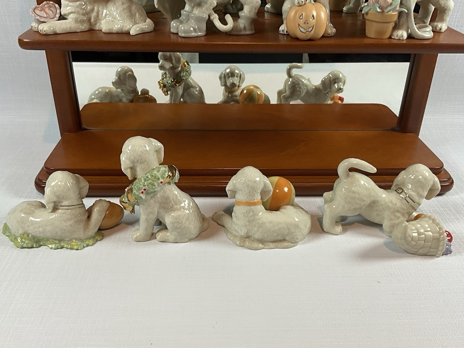 Lenox Golden Year Of Puppies Collection Complete With Shelf Display Excellent