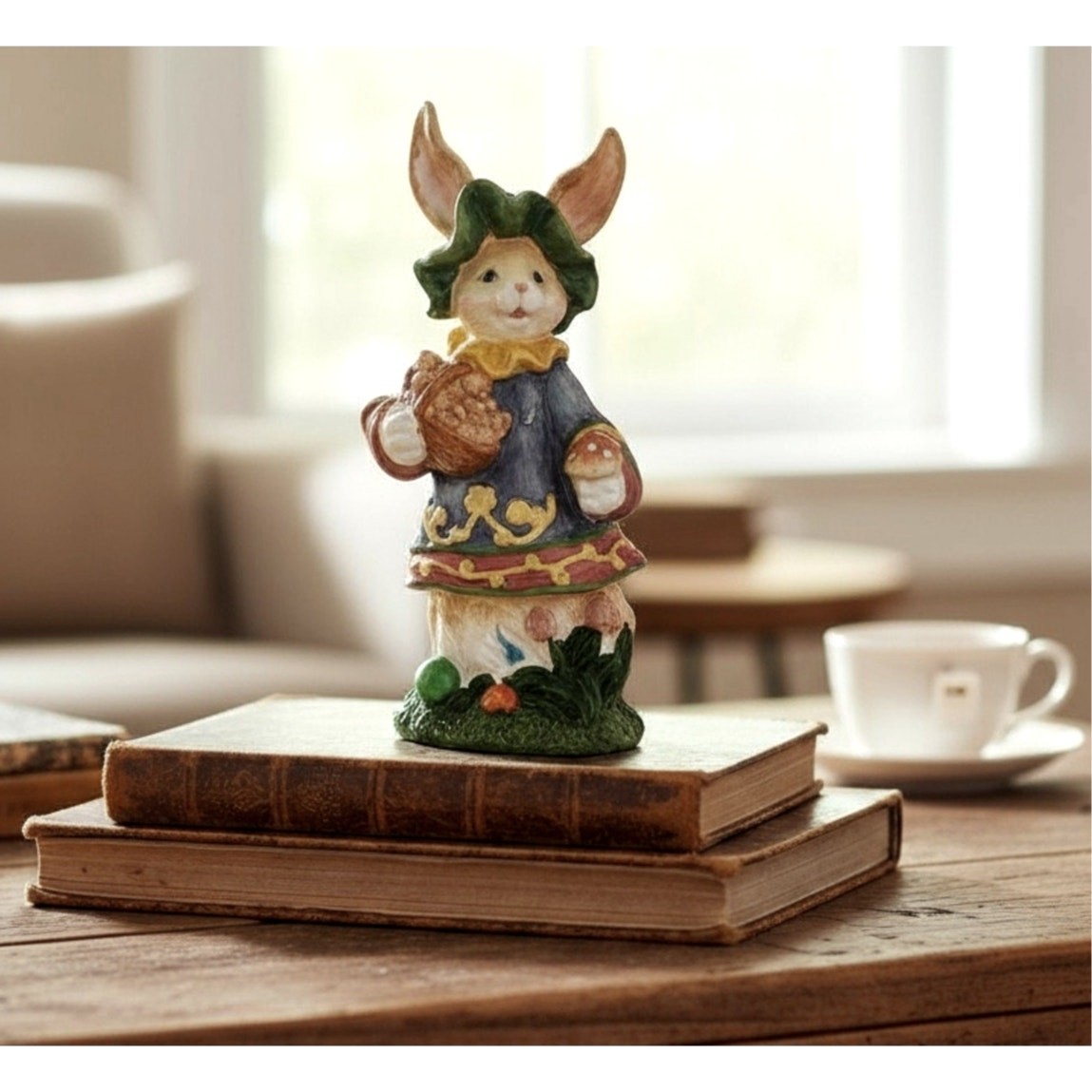 Vintage Rabbit Figurine Decor Cozy Home Accent Easter Spring Hobbit Decoration