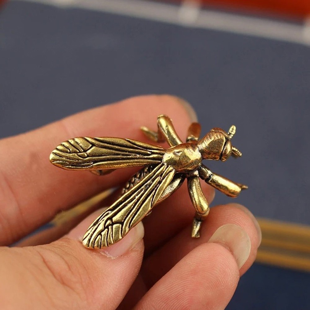 Brass Mosquito Insect Figurine Small Animal Statue Table Home Decoration Toy NEW