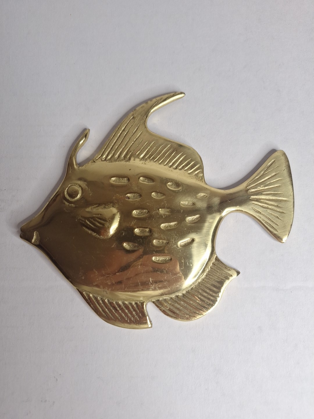 Vintage Angel Fish Brass Wall Art 6×6 Inches