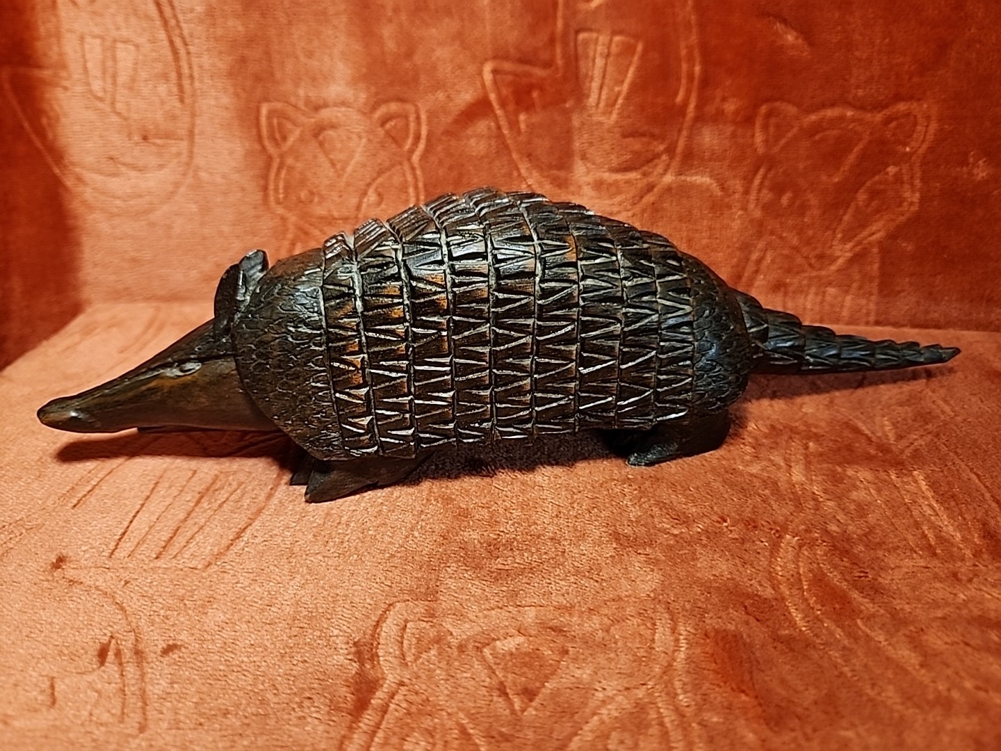 12″ Handcarved Wooden Armadillo Figurine. Souvenier From Honduras