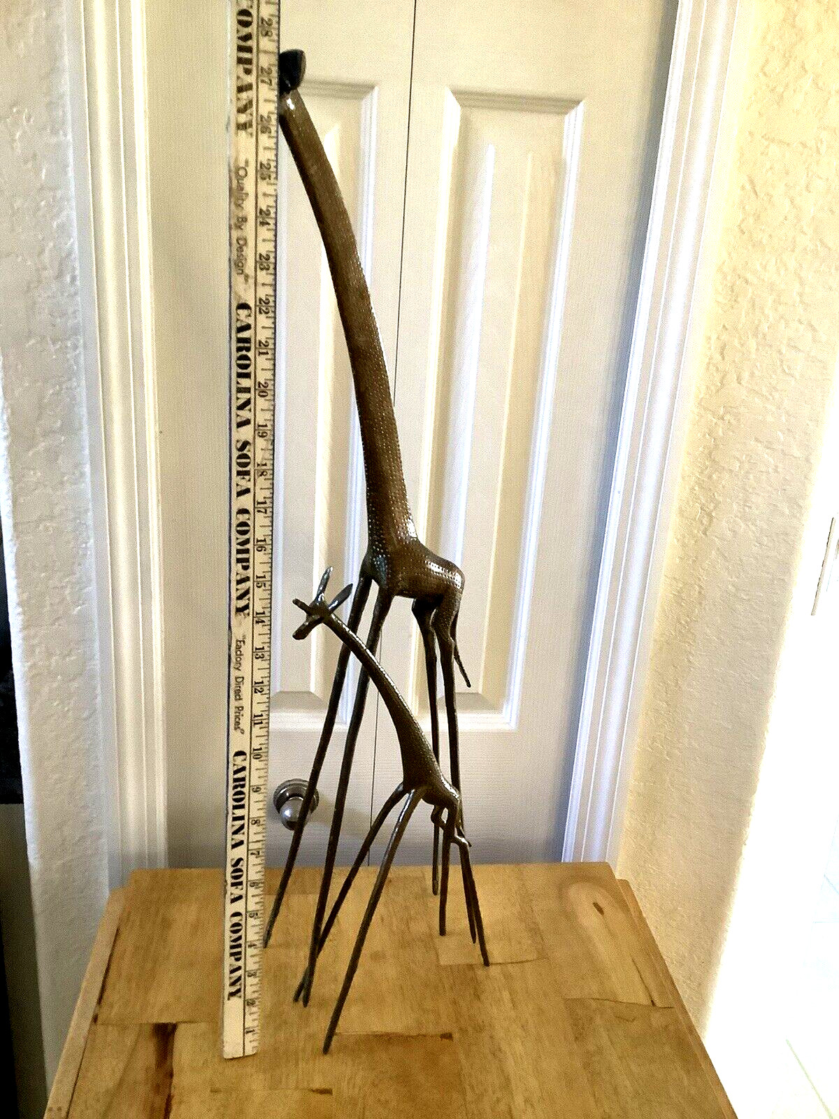 Vintage~ Bronze Mid Century 28″ Giraffe w/15″ Baby Giraffe~ Bronze Figurines