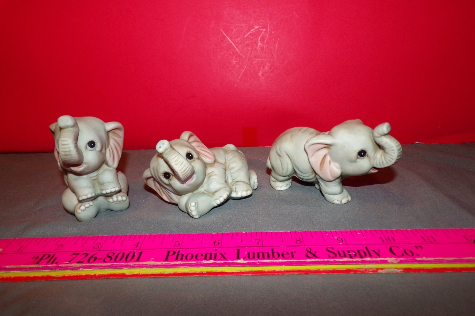 Home Interiors Homco Baby Elephants Porcelain Figurines Set of 3