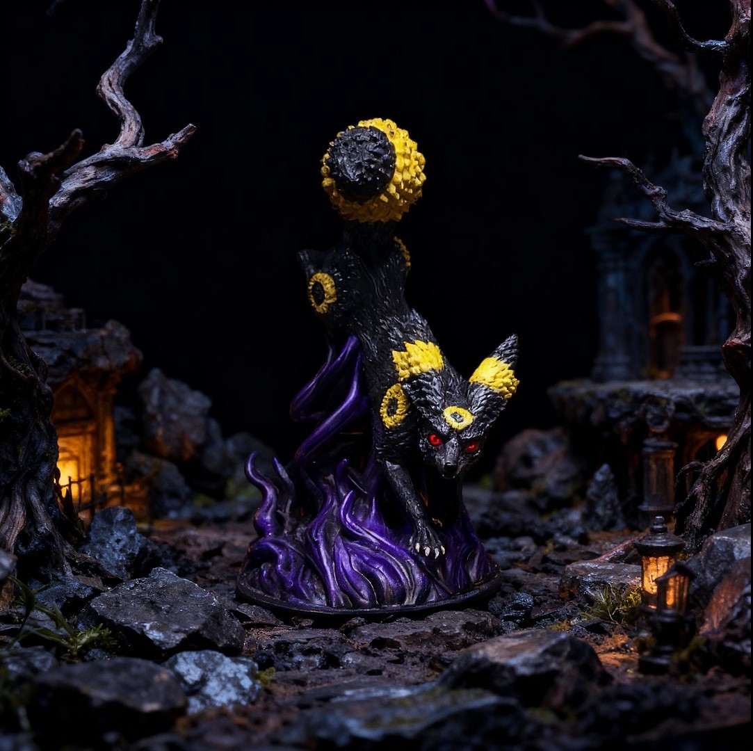 Dark Fox Kaijumon Extra Durable 3D Resin Print Painted Pokeminiature