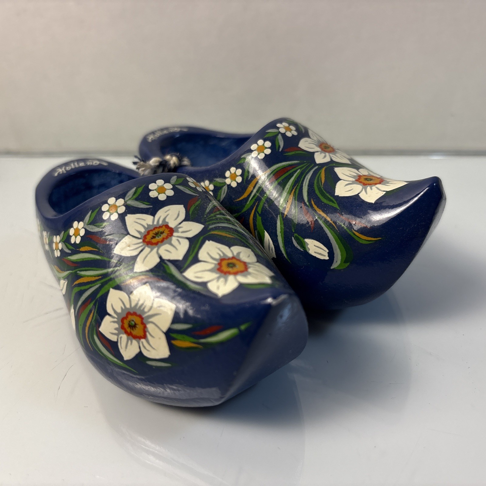 Holland Wooden Shoes Miniature Blue Floral Decor 4x4x1.75 Clomps
