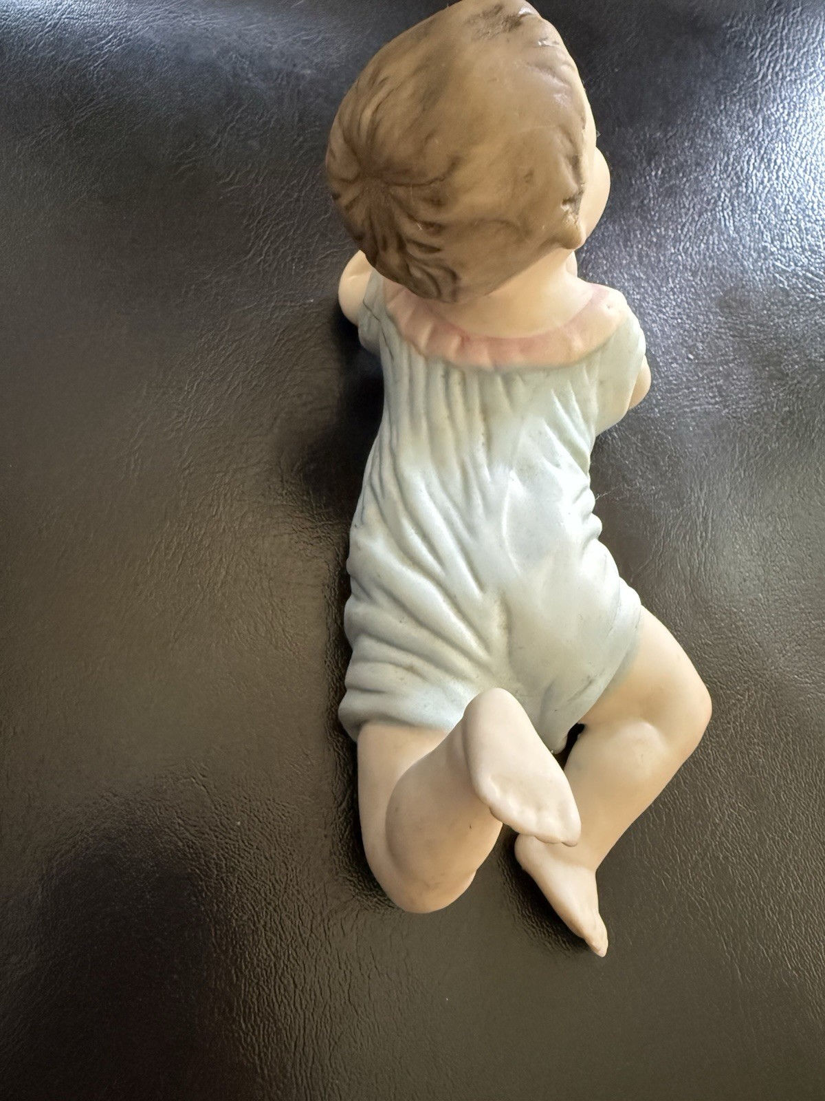 VTG Bisque Piano Baby Figurine Lying Down Prone Pose Hand Painted Made In Japan