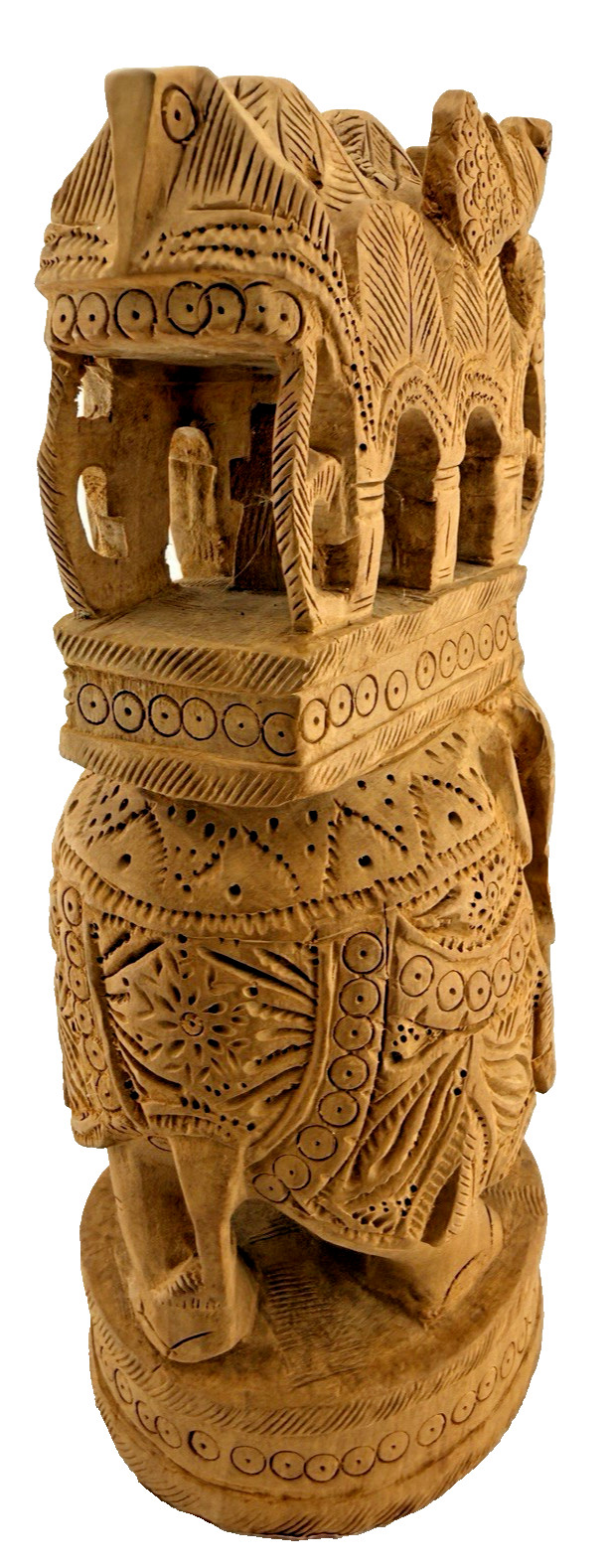 Vtg Sandalwood Ambabari Royal Elephant Rider Hand Carved Temple Tower India