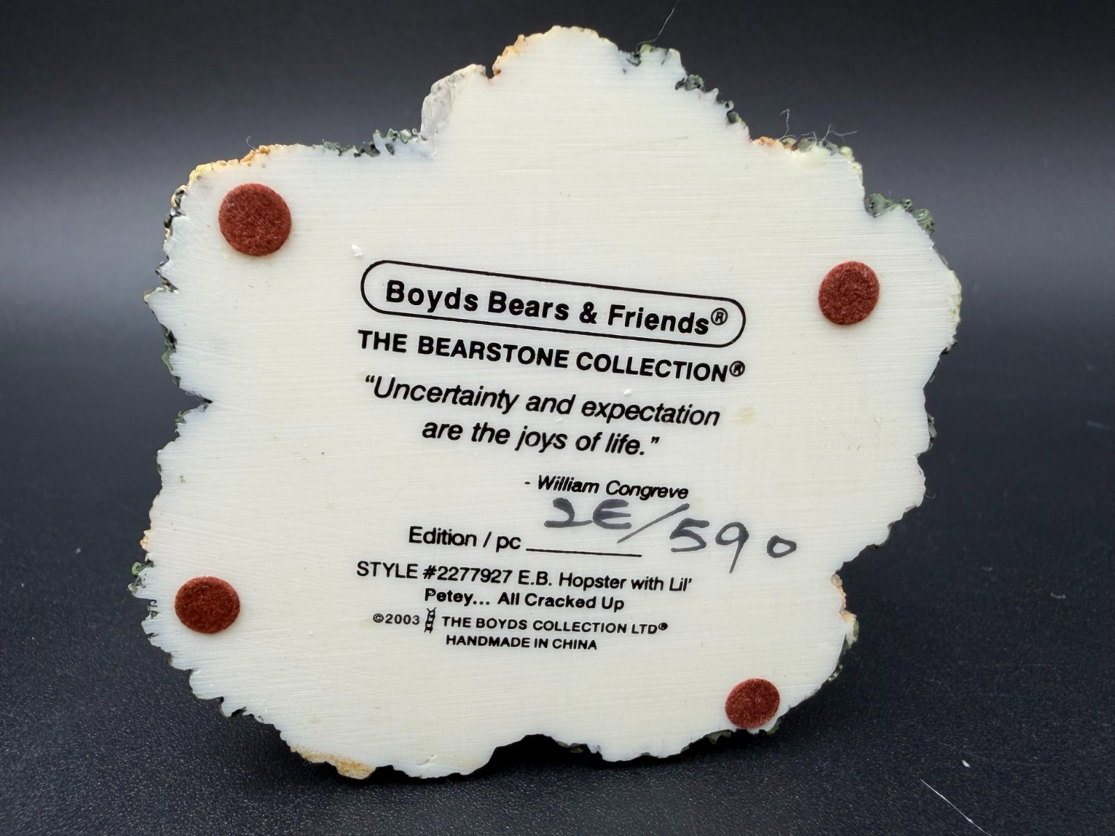 2003 Boyds Bearstone E.B. Hopster With Lil’ Petey…All Cracked Up Style#2277927