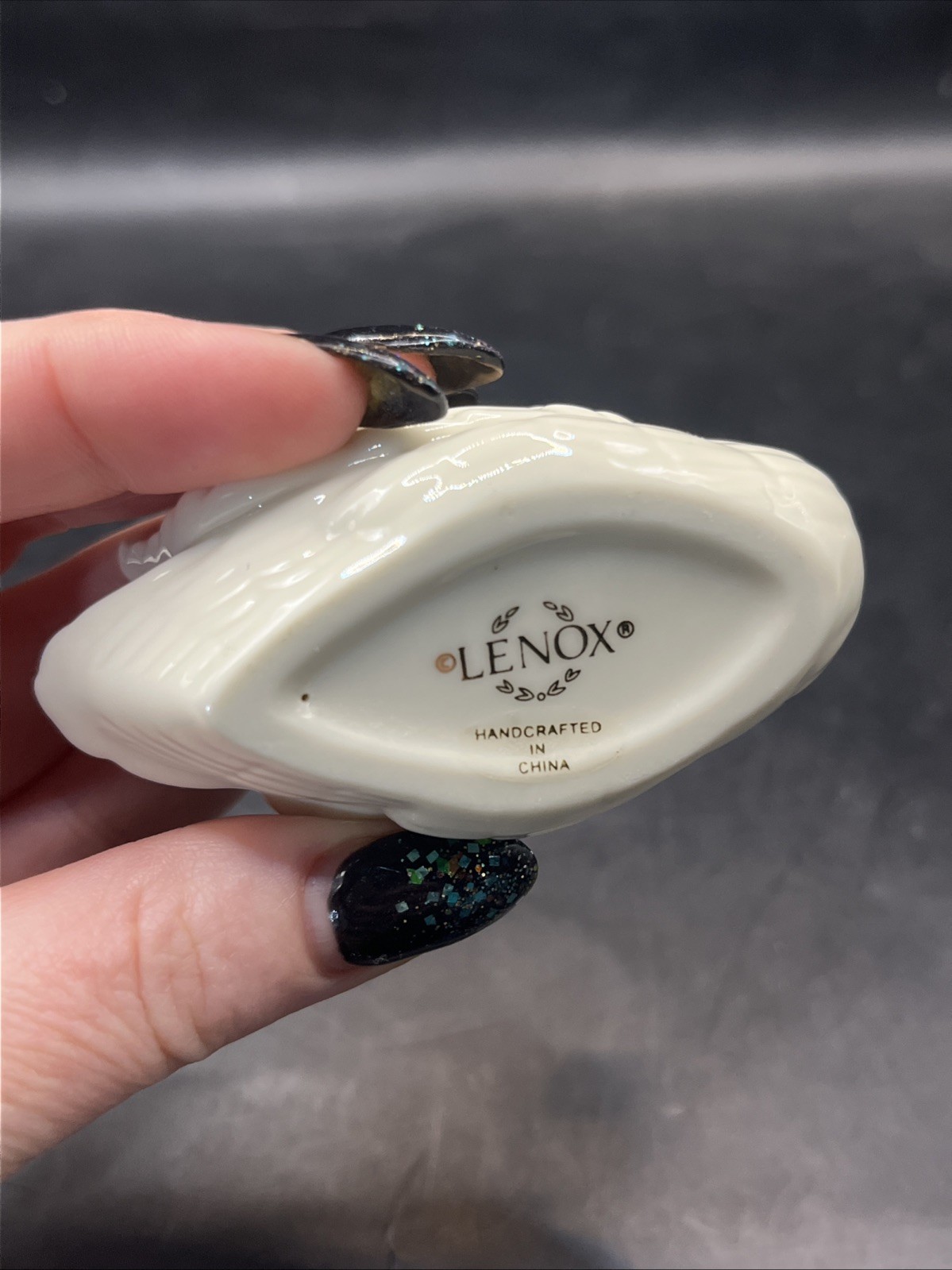 Vintage LENOX Porcelain 3” SWAN 24K Gold Accents CAKE TOPPER CARD P/ FIGURINE