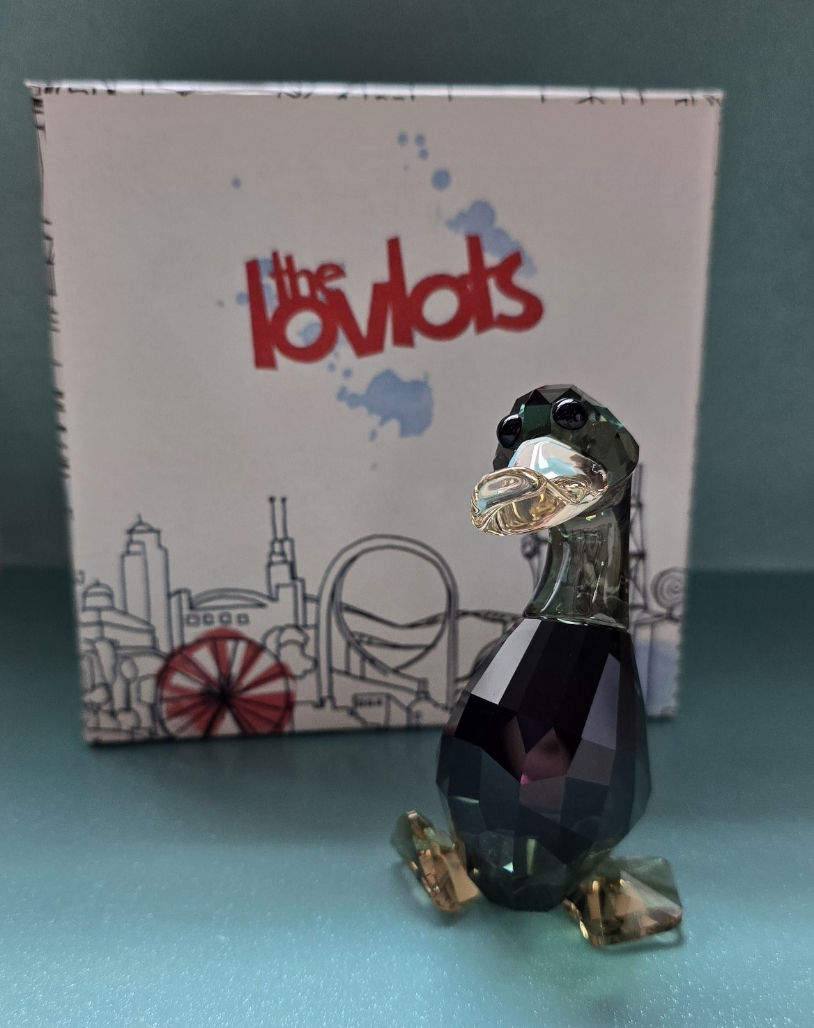 Swarovski The Lovlots Ducky Duck Crystal Figurine Faceted Black/Clear Box