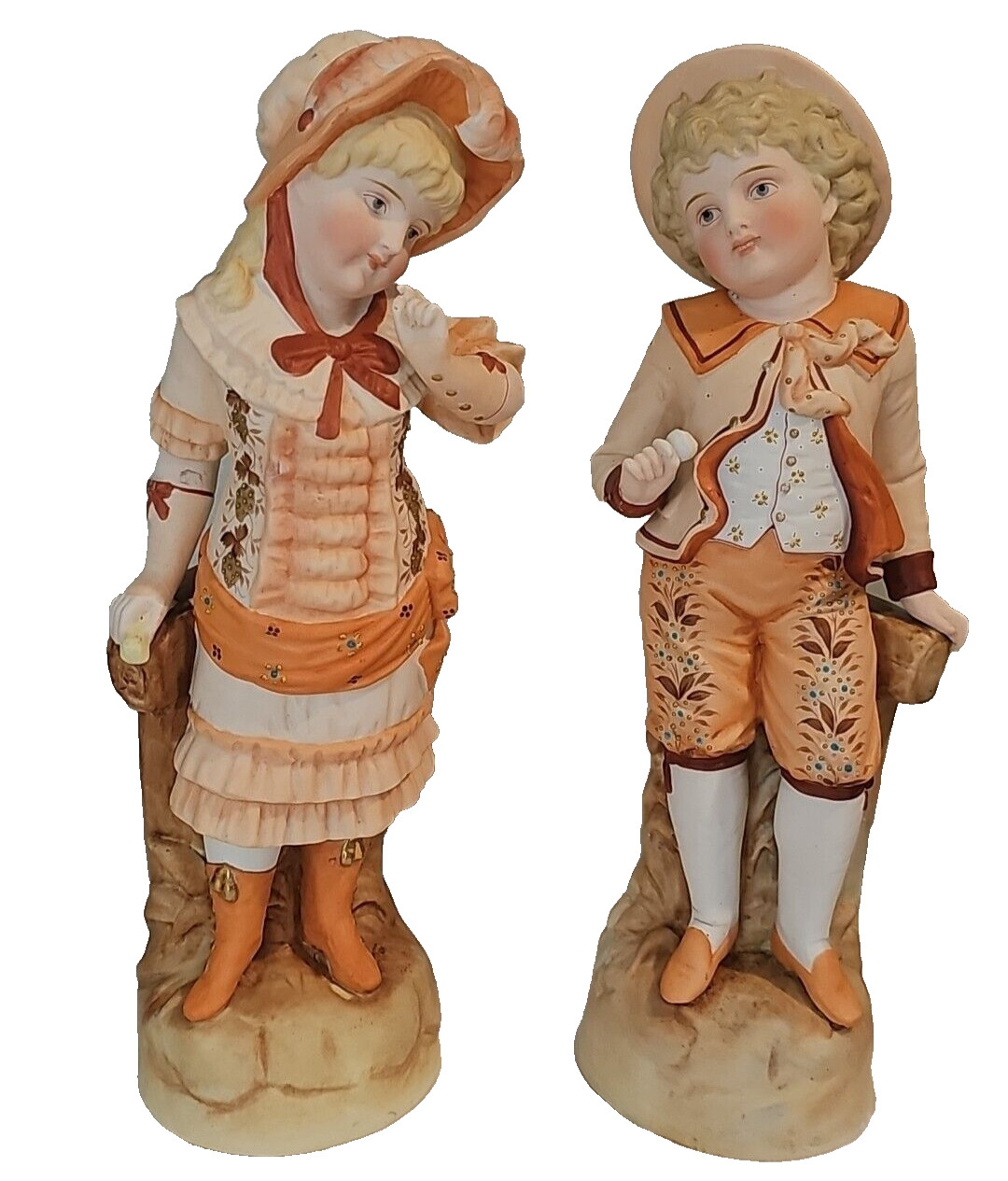 ANTIQUE VICTORIAN BISQUE 12″ GIRL & BOY GEBRUDER HEUBACH 1850-1899 MOLD #4927