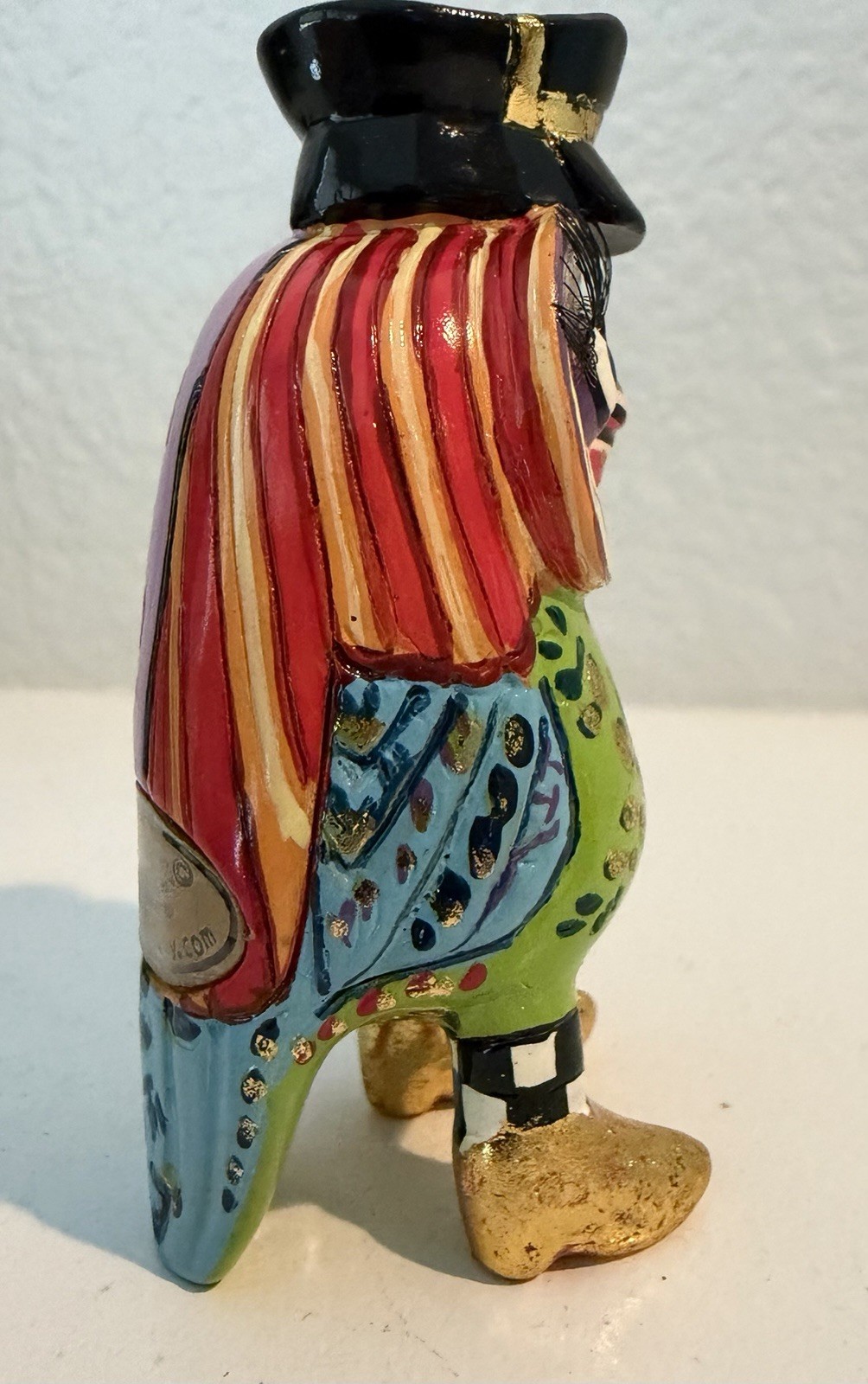 Tom’s Drag Mini Figurine Artisan Owl Multi Colored Whimsical Hand Painted 3”