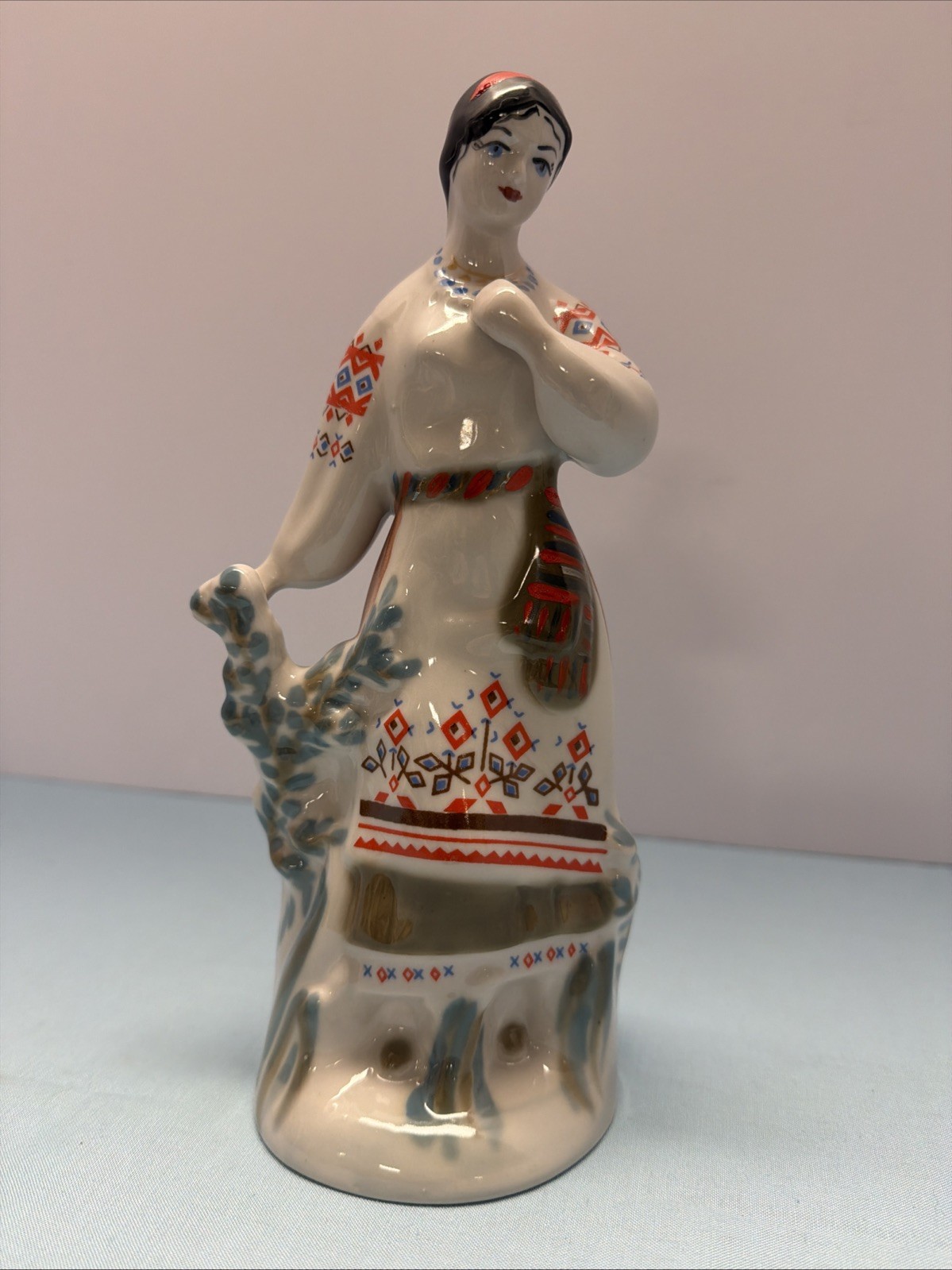 Ukrainian Soviet Era Vintage Porcelain Woman Folk Art Figure Polonsky Polonne