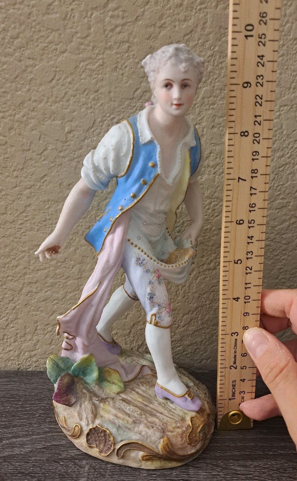 Rare Antique 9.5″ George Washington Planting ? French Bisque Porcelain Figurine